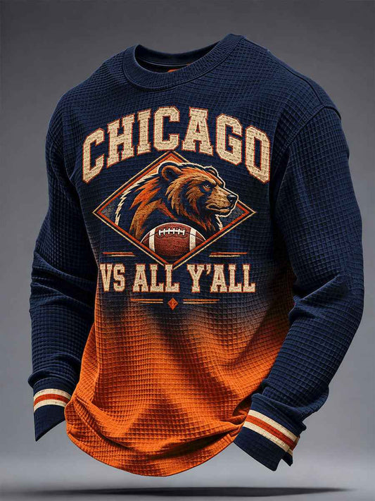 Men's Chicago Football Lover Printed Waffle Sweatshirt