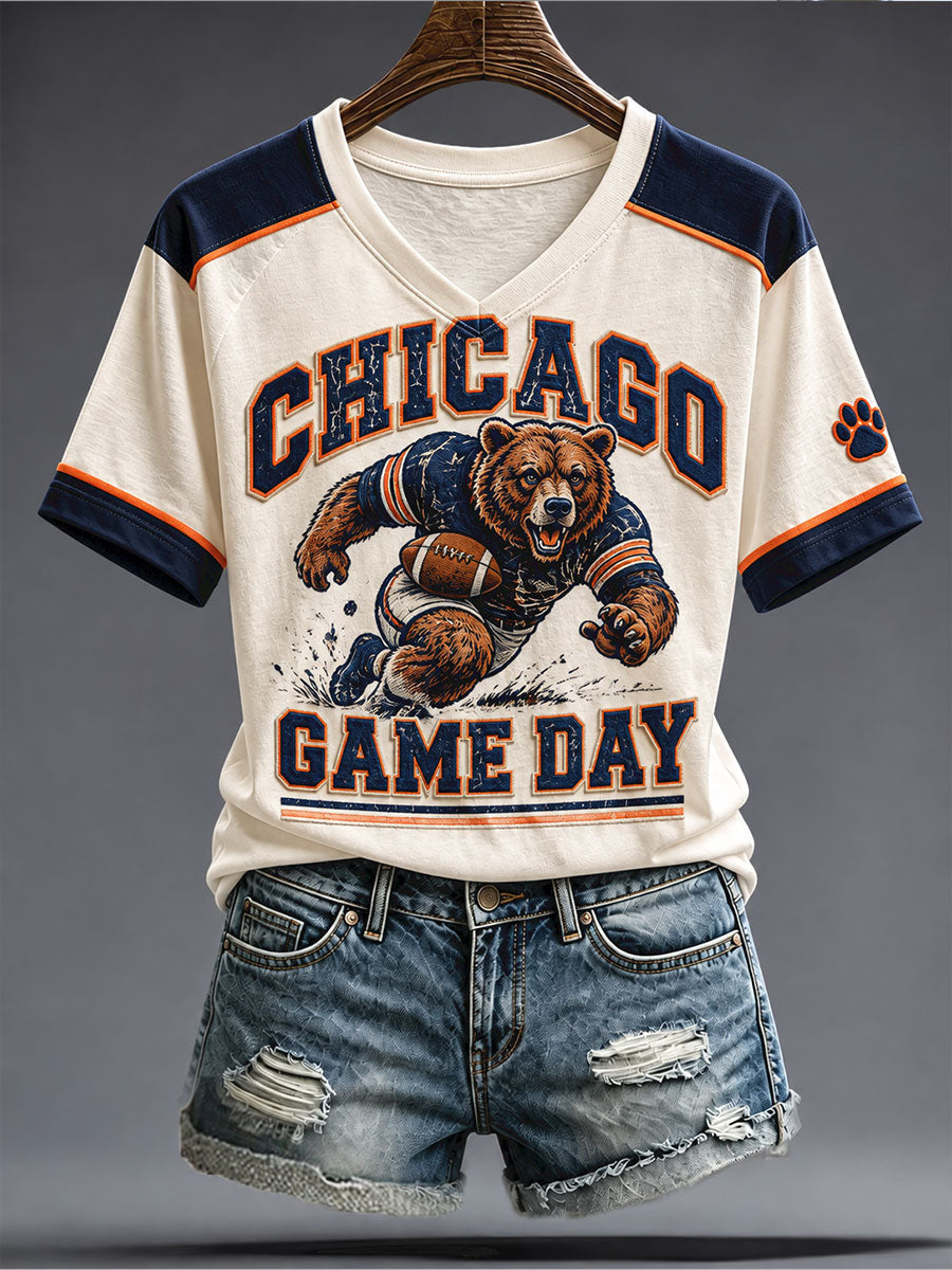 Women's Chicago Football Lover Printed T-shirt gracestitchs
