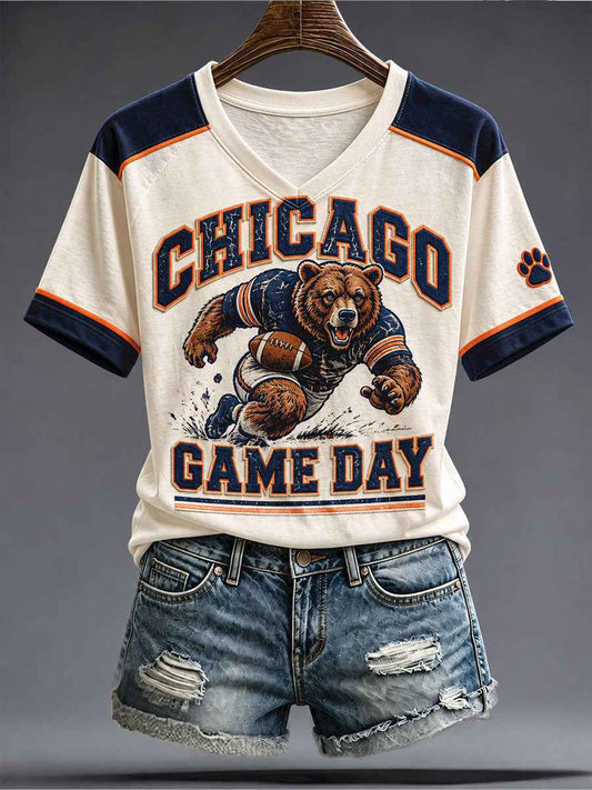 Women's Chicago Football Lover Printed T-shirt