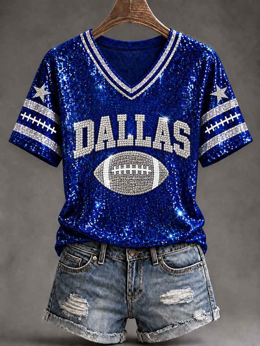 Women's Cowboys Football Fans Lovers Gameday Casual Short-Sleeved T-Shirt