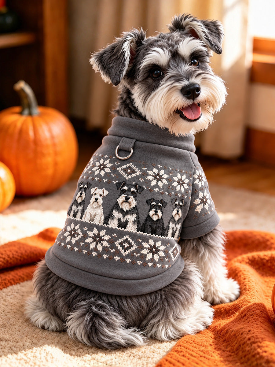 Vintage Schnauzer Dogs Isle Pattern Print Short-Sleeve Shirt (with D-ring) gracestitchs
