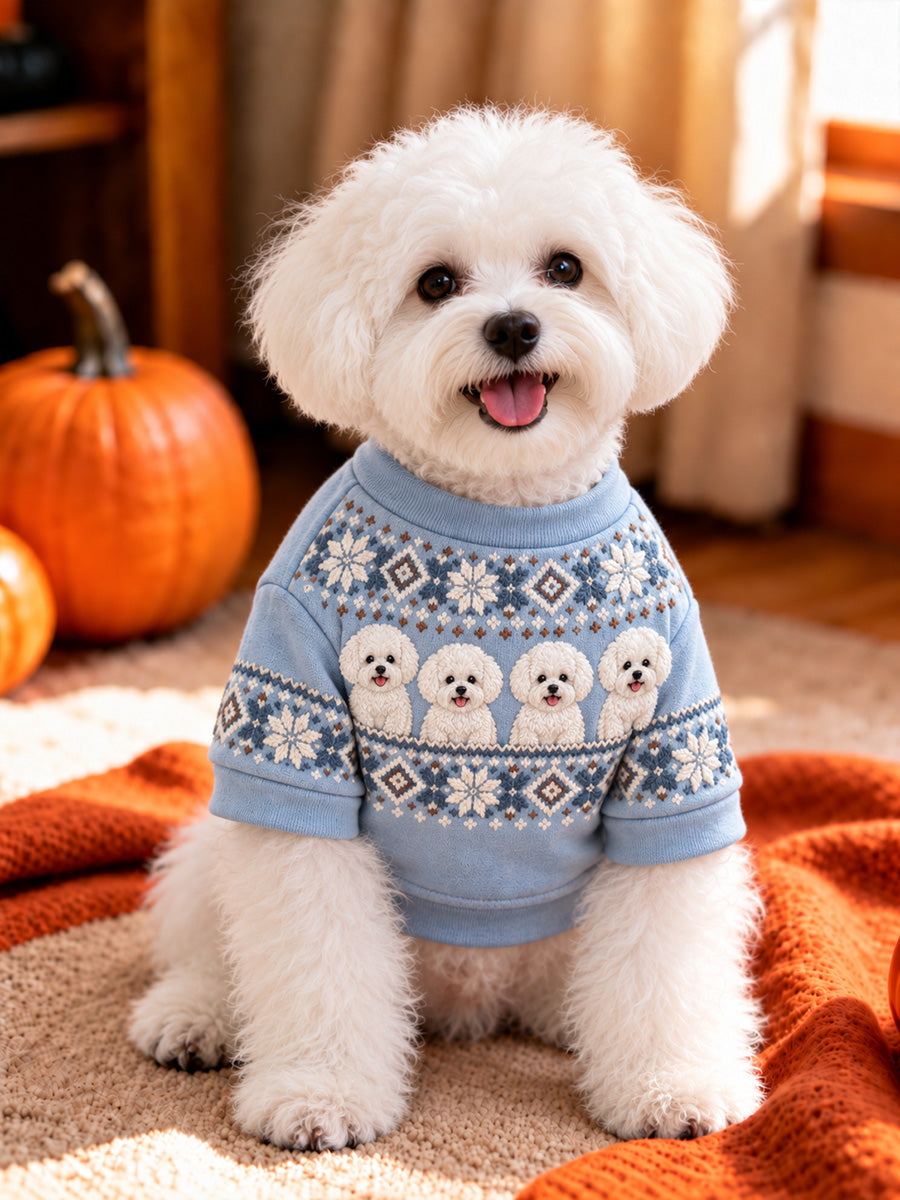 Vintage Bichon Frize Dogs Isle Pattern Print Short-Sleeve Shirt (with D-ring) gracestitchs