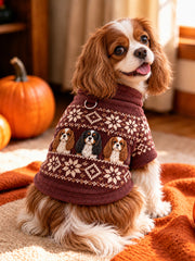 Vintage Cavalier King Charles Spaniel Dogs Isle Pattern Print Short-Sleeve Shirt (with D-ring) gracestitchs