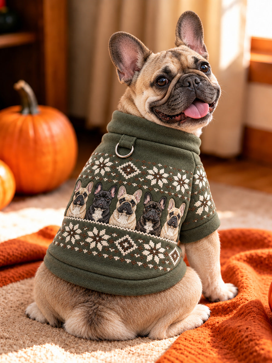 Vintage French Bulldogs Isle Pattern Print Short-Sleeve Shirt (with D-ring) gracestitchs
