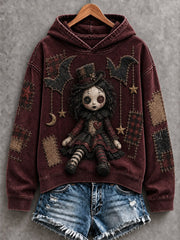 Women's Halloween Creepy Dolls Print Casual Regular Sweatshirt gracestitchs