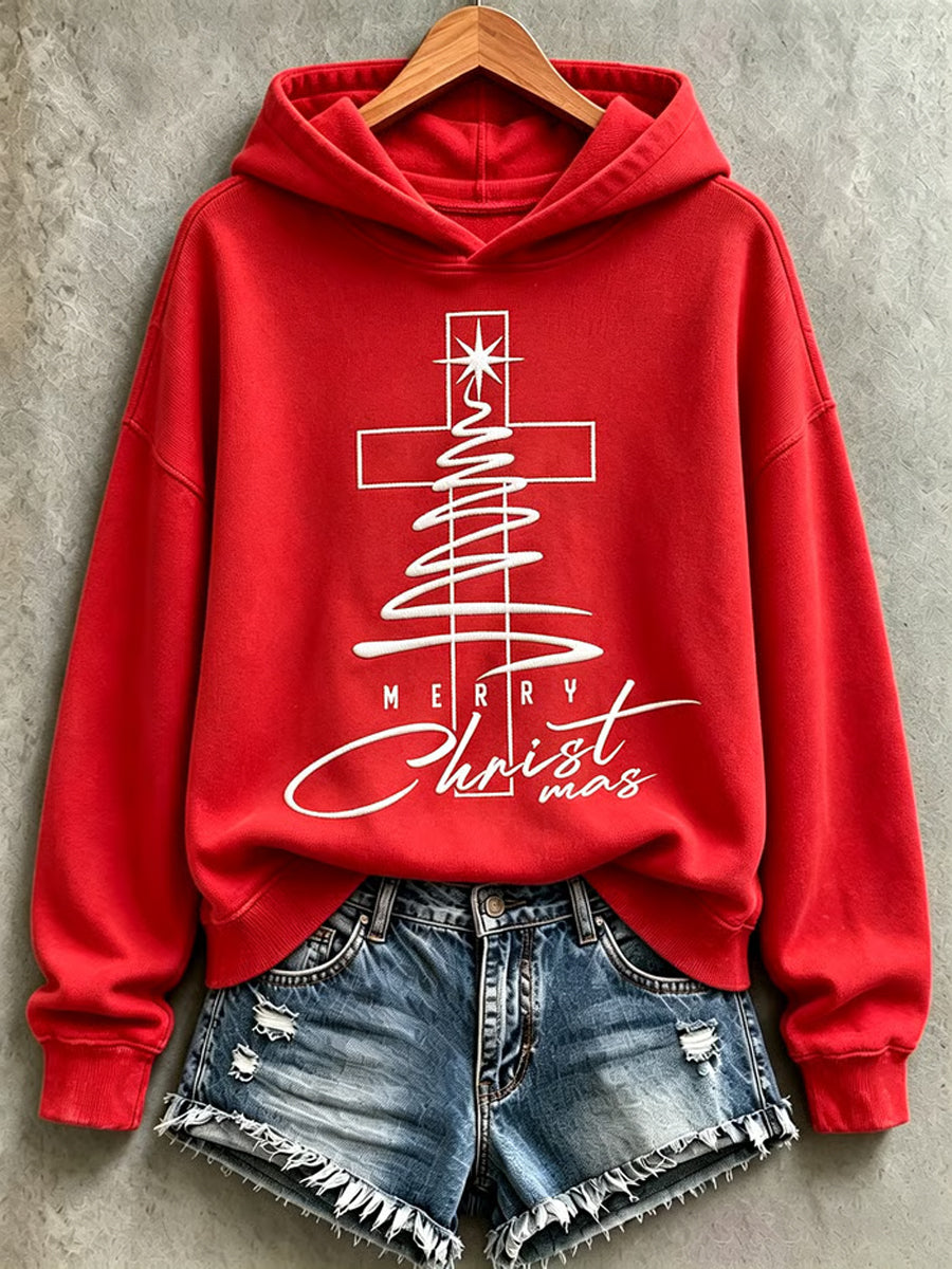 Women's Christmas Print Casual Hoodie gracestitchs