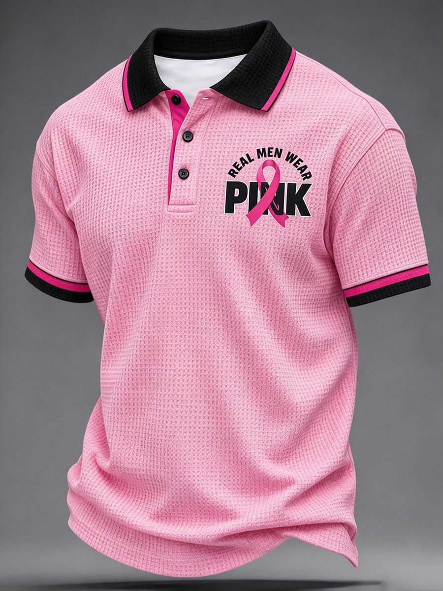 Men's Breast Cancer Awareness Real Men Wear Pink Waffle Shirt gracestitchs