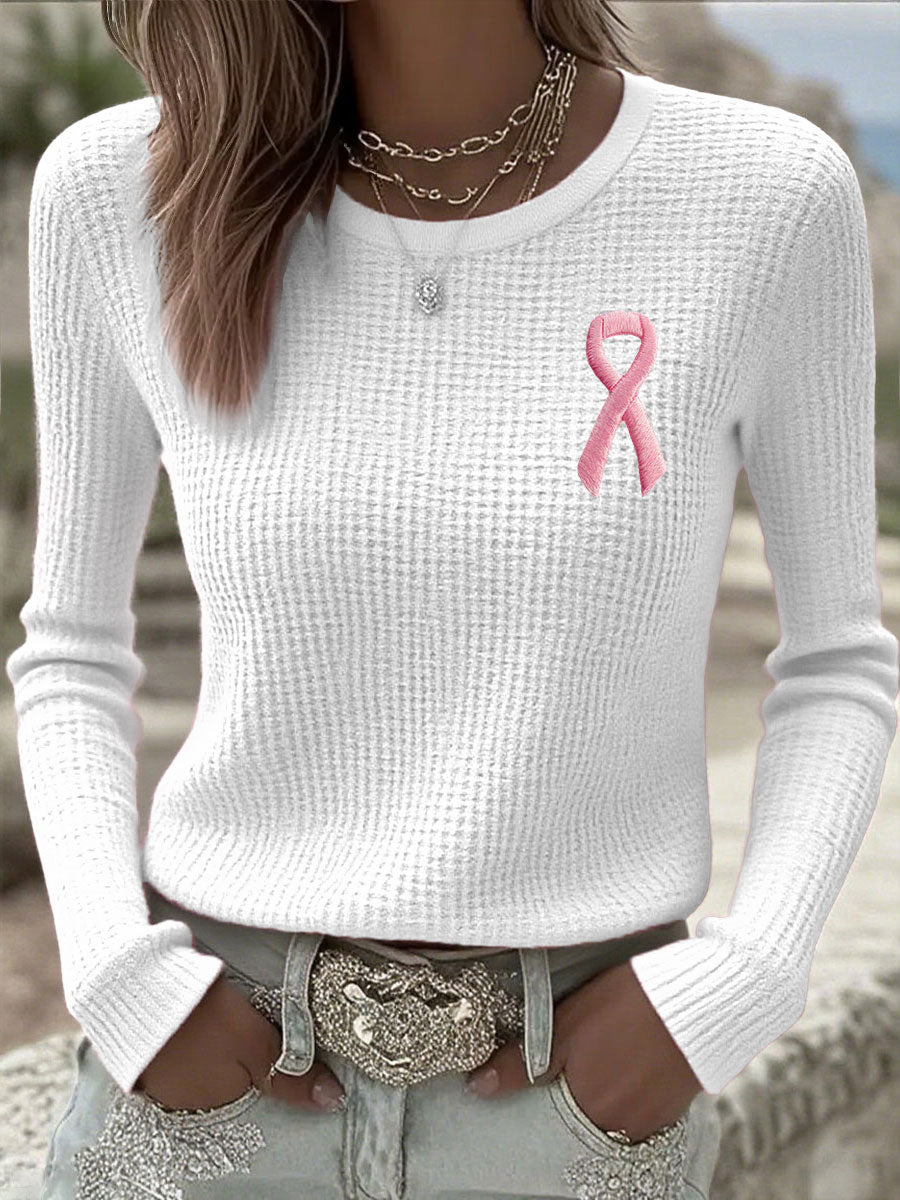 Women's Breast Cancer Awareness Pink Ribbon Long Sleeve T-Shirts gracestitchs