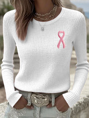 Women's Breast Cancer Awareness Pink Ribbon Long Sleeve T-Shirts gracestitchs