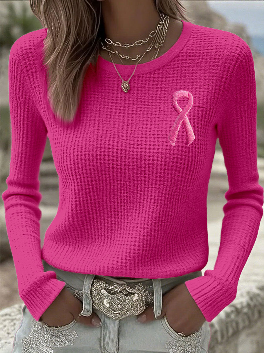 Women's Breast Cancer Awareness Pink Ribbon Long Sleeve T-Shirts gracestitchs