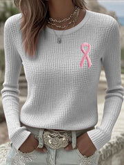 Women's Breast Cancer Awareness Pink Ribbon Long Sleeve T-Shirts gracestitchs