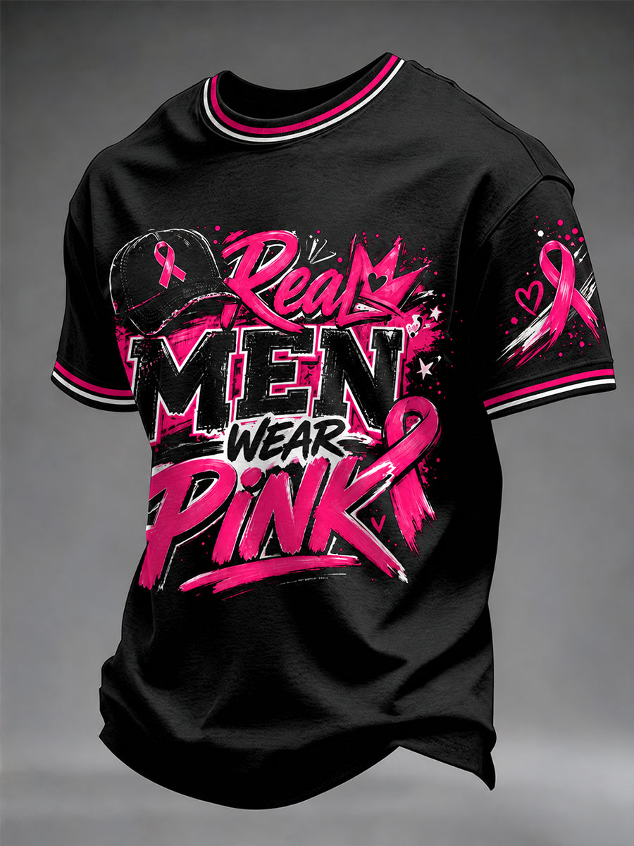 Men's Breast Cancer Awareness I Wear Pink For Her T-shirt gracestitchs