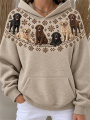 Women's Vintage Labrador Retriever Yoke Isle Print Cozy Hoodie gracestitchs