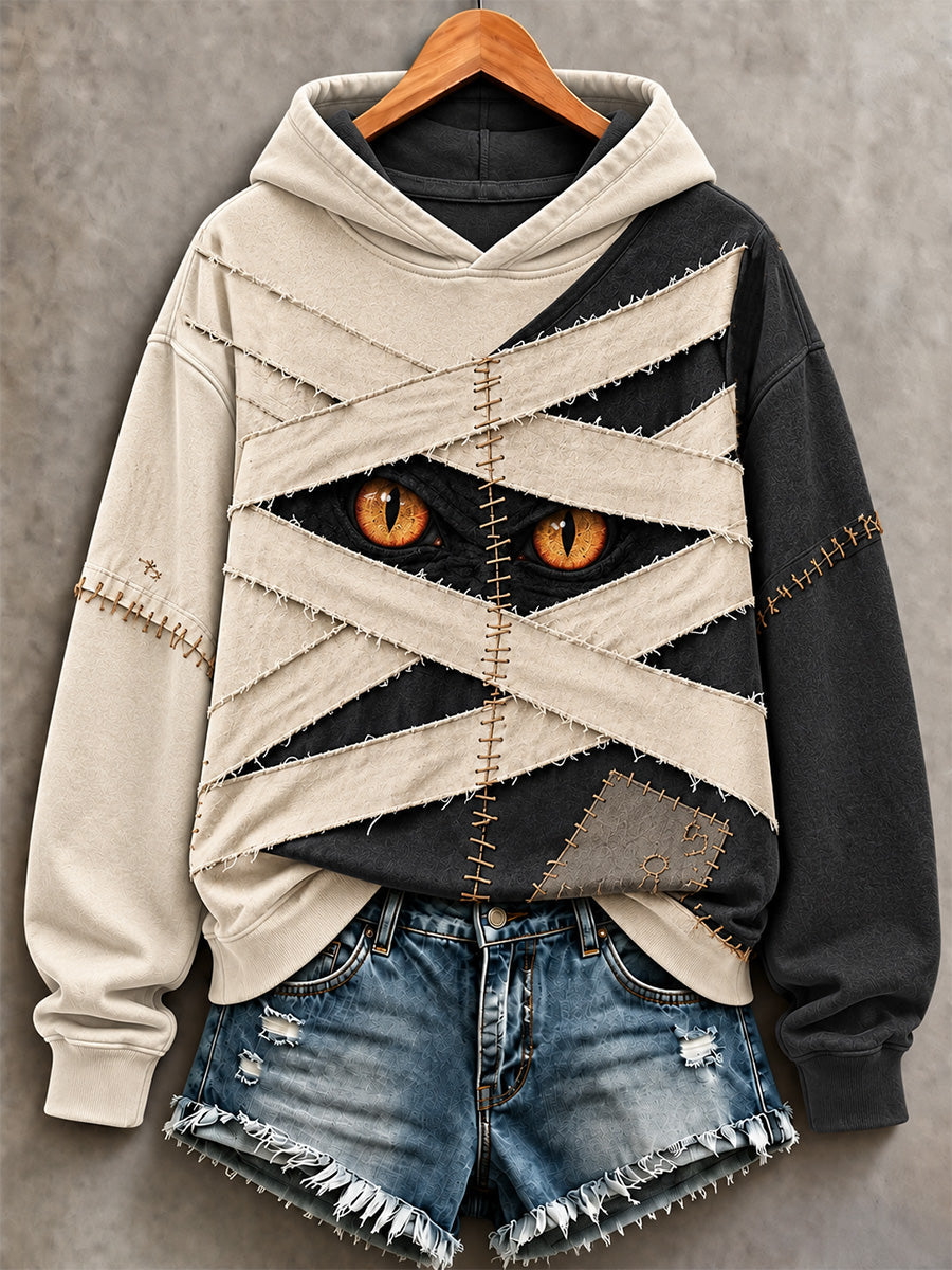 Women's Halloween Patchwork Print Casual Sweatshirt gracestitchs