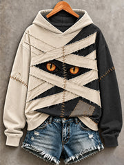 Women's Halloween Patchwork Print Casual Sweatshirt gracestitchs