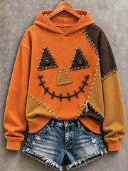 Women's Halloween Patchwork Print Casual Sweatshirt gracestitchs