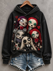 Women's Halloween Creepy Dolls Print Casual Hoodie gracestitchs