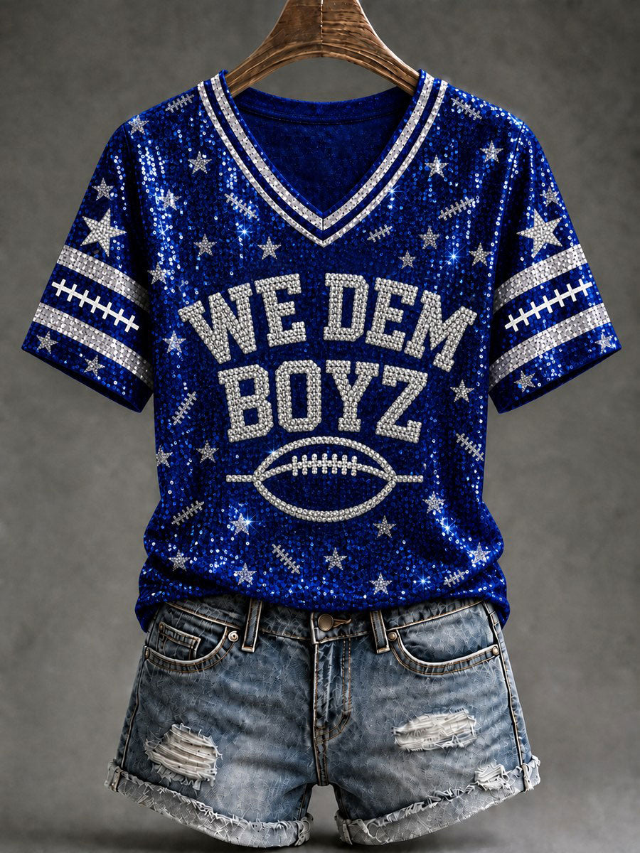 Women's Cowboys Football Fans Lovers Gameday Casual Short-Sleeved T-Shirt gracestitchs