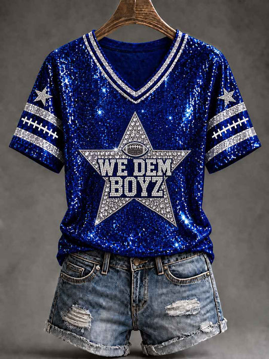 Women's Cowboys Football Fans Lovers Gameday Casual Short-Sleeved T-Shirt