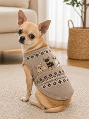 Vintage Chihuahua Dogs Isle Pattern Print Pet Sleeveless Vest gracestitchs