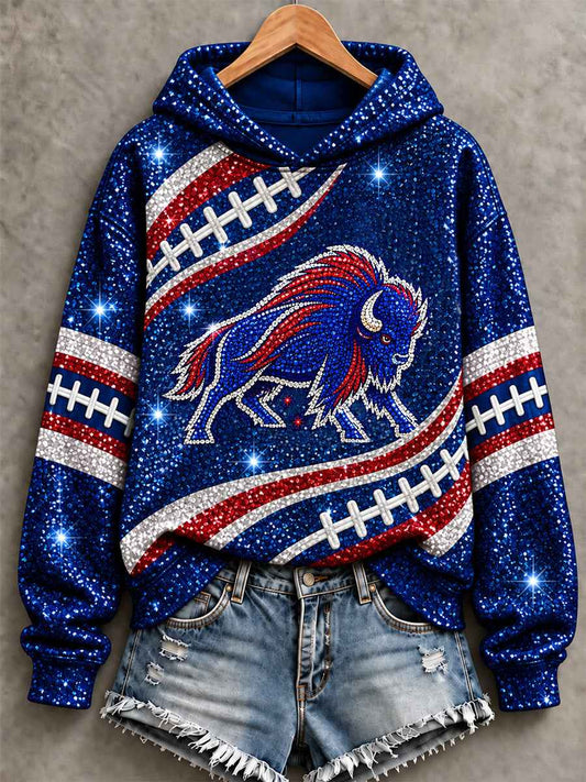Women's Football Lover Buffalo Print Sweatshirt