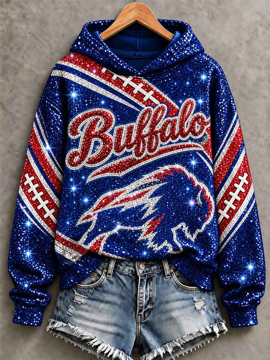 Women's Football Lover Buffalo Print Sweatshirt