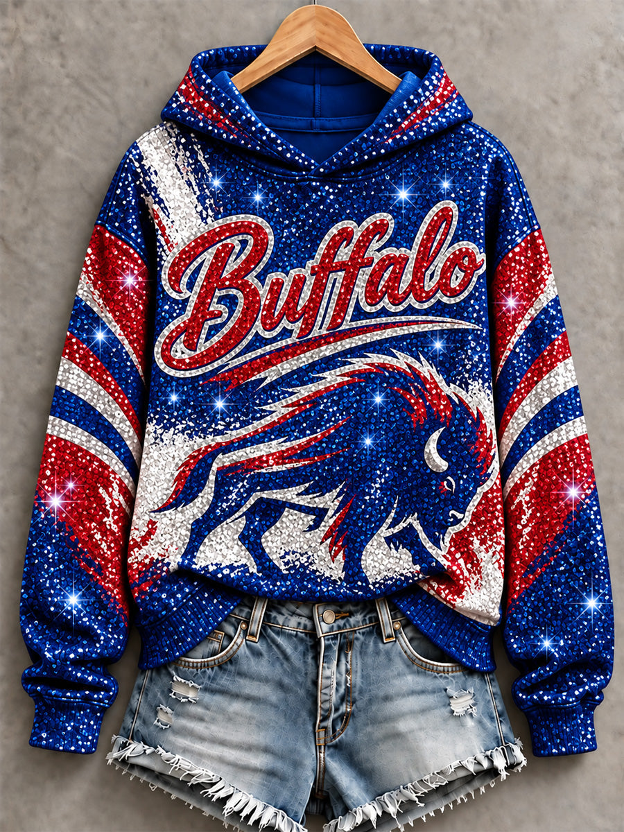 Women's Football Lover Buffalo Print Sweatshirt gracestitchs