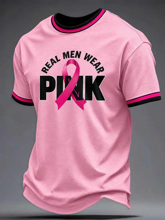 Men's Breast Cancer Awareness Real Men Wear Pink T-shirt gracestitchs