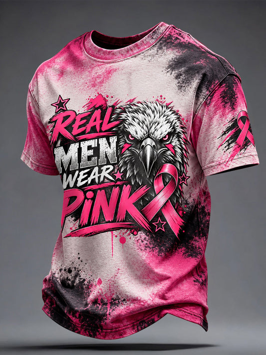 Men's Breast Cancer Awareness Real Men Wear Pink T-shirt gracestitchs