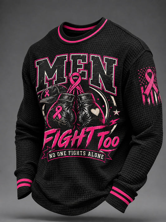 Men's Breast Cancer Awareness Real Men Wear Pink Waffle Sweatshirt gracestitchs
