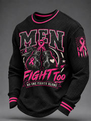 Men's Breast Cancer Awareness Real Men Wear Pink Waffle Sweatshirt gracestitchs