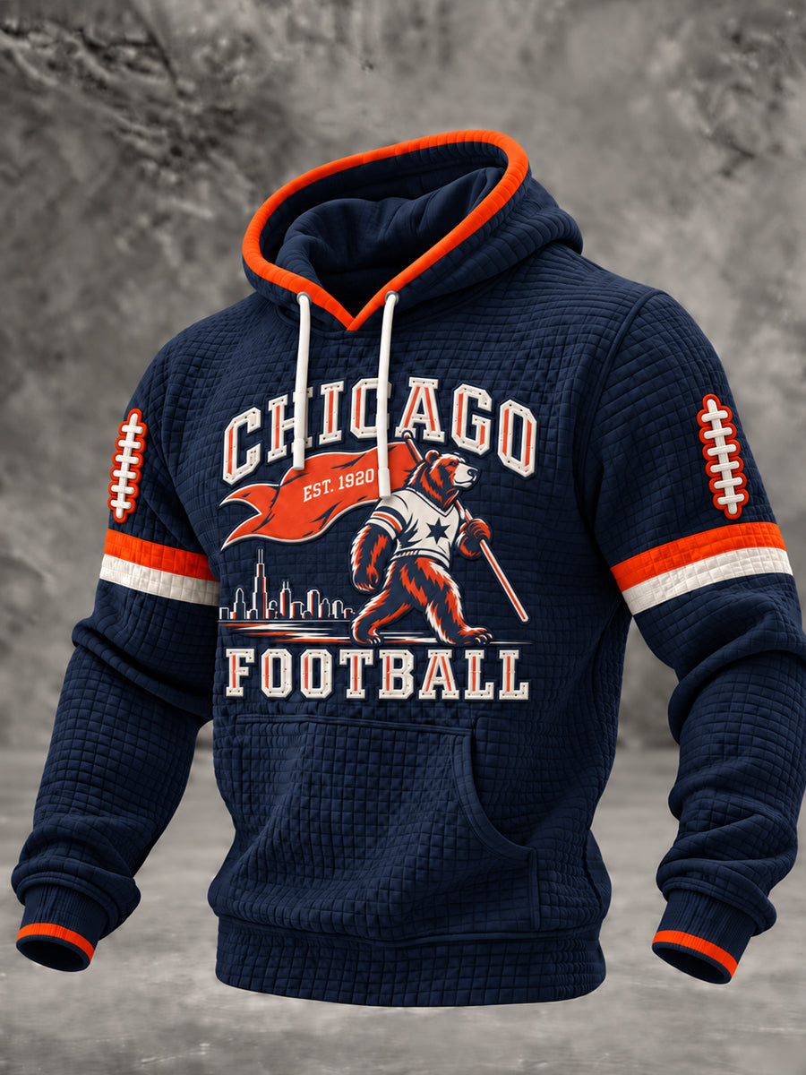 Men's Football Gameday Gift For Football Fans Checkered Cotton Hoodie gracestitchs