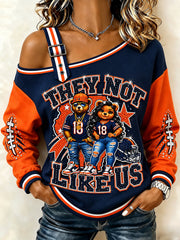 Women's They Not Like Us Football Gameday Gift For Football Fans Casual Off-Shoulder Sweatshirt gracestitchs