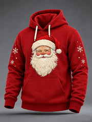 Men's Christmas Santa Print Oversized Drop-Shoulder Hoodie With Pockets gracestitchs