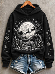 Women's Vintage Santa Sleigh Print Sweatshirt gracestitchs