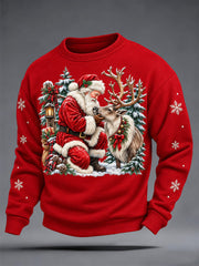 Men's Christmas Santa Print Crew Neck Sweatshirt gracestitchs