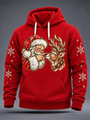 Men's Christmas Santa Print Oversized Drop-Shoulder Hoodie With Pockets gracestitchs