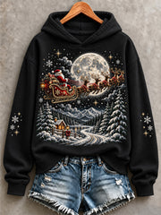 Women's Vintage Santa Sleigh Print Sweatshirt gracestitchs