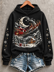 Women's Vintage Santa Sleigh Print Sweatshirt gracestitchs