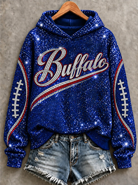 Women's Football Lover Buffalo Print V-Neck Tee gracestitchs