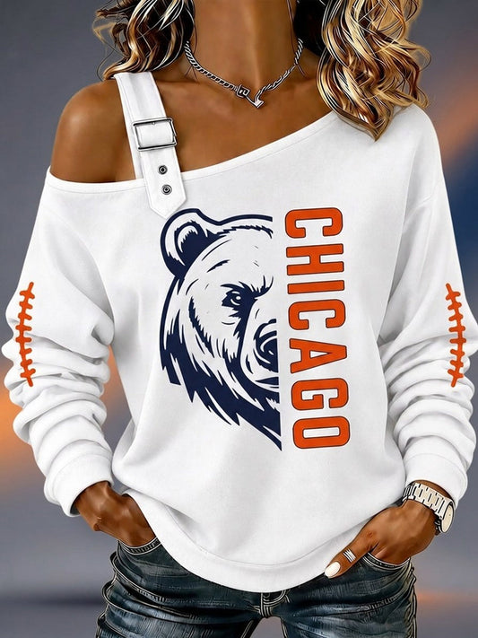 Women's Football Gameday Gift For Football Fans Casual Off-Shoulder Sweatshirt gracestitchs