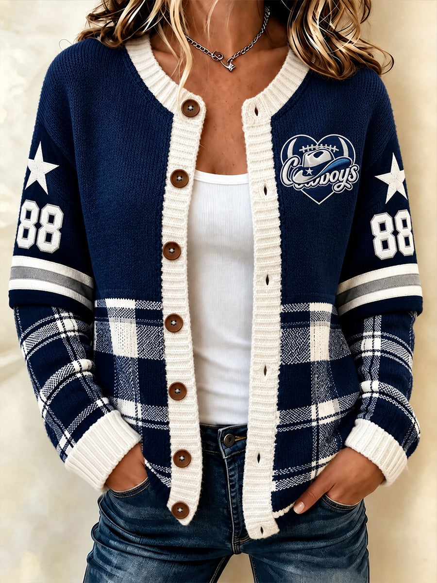 Women's Football Gameday Gift For Football Fans Casual Cardigan gracestitchs