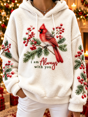 Women's vintage christmas Northern Cardinal Flannel Hoodie gracestitchs