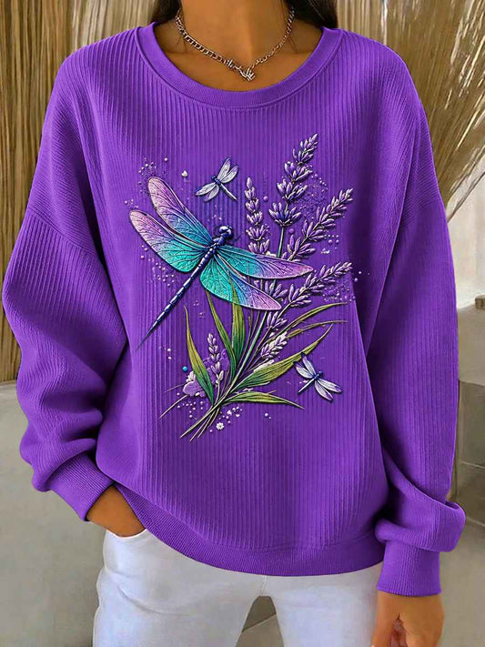 Women's Purple Art Print Casual Sweatshirt