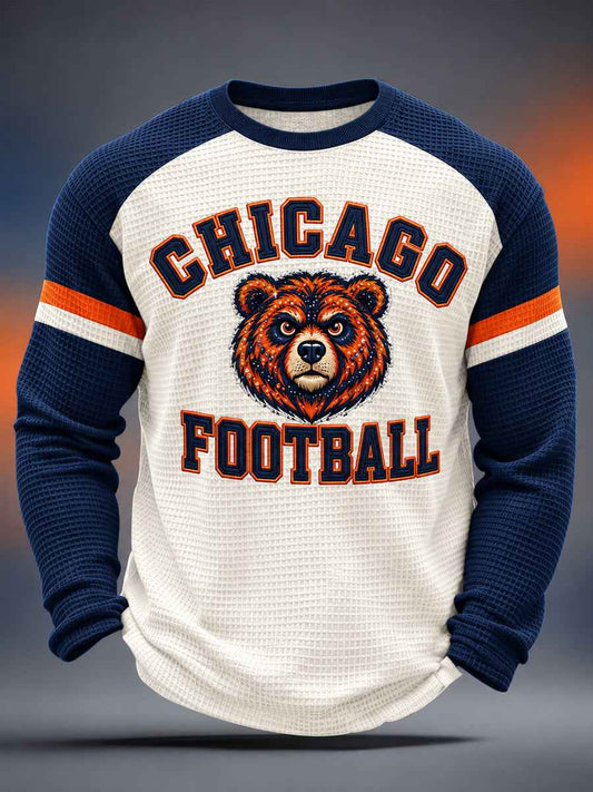 Men's Football Gameday Gift For Football Fans Casual  Waffle Long Sleeve T-Shirt