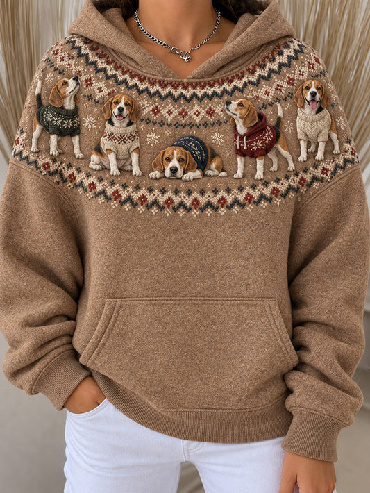 Women's Beagle Dogs Pattern Design Casual Hoodie gracestitchs
