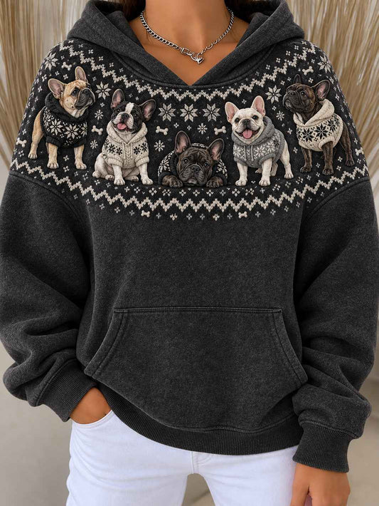 Women's French Bulldogs Pattern Design Casual Hoodie
