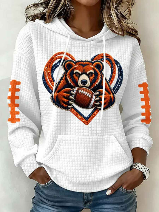 Women's Football Gameday Gift For Football Fans Casual Waffle Hoodie