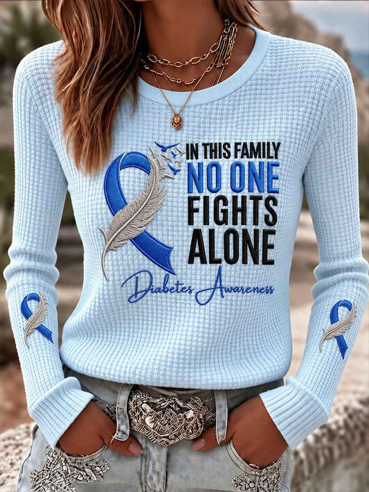 Women'S Diabetes Awareness Print Waffle T-shirt