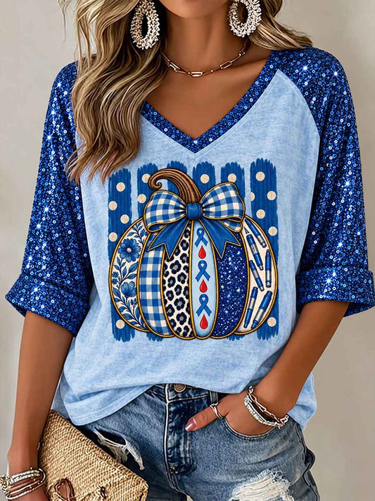 Women's Diabetes Awareness Printed Casual T-Shirt